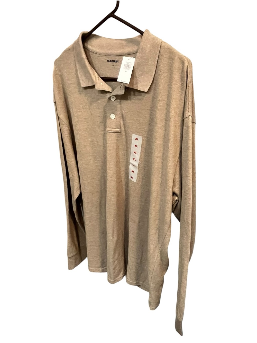NWT Old Navy Men’s Tan Collared Long Sleeve Tee - XL